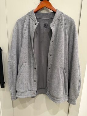 Lululemon Grey Snap-Front Stadium Jacket